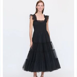 Hill House Tulle Ellie Nap Dress Chic Black Ruffle Midi Dress